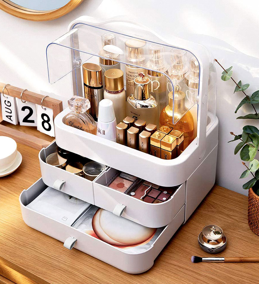 (Nur Geschenk in den USA) Staubdichter Make-up-Organizer mit Schublade