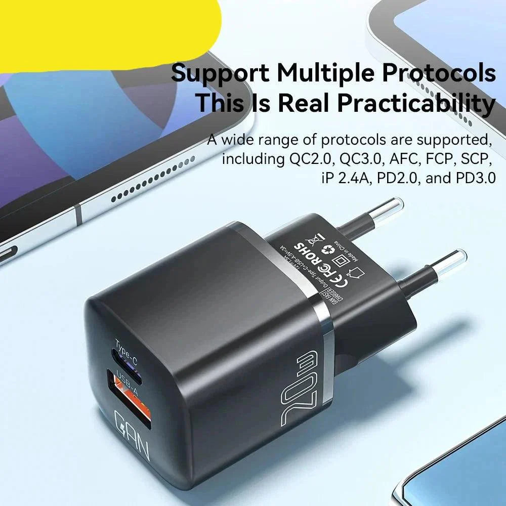 20W Gan PD USB C Ladegerät für iPhone 14 13 12 11 Pro Max Telefon QC 3.0 PD 3.0 USB Typ C Schnellladung für Xiaomi pocoiPad
