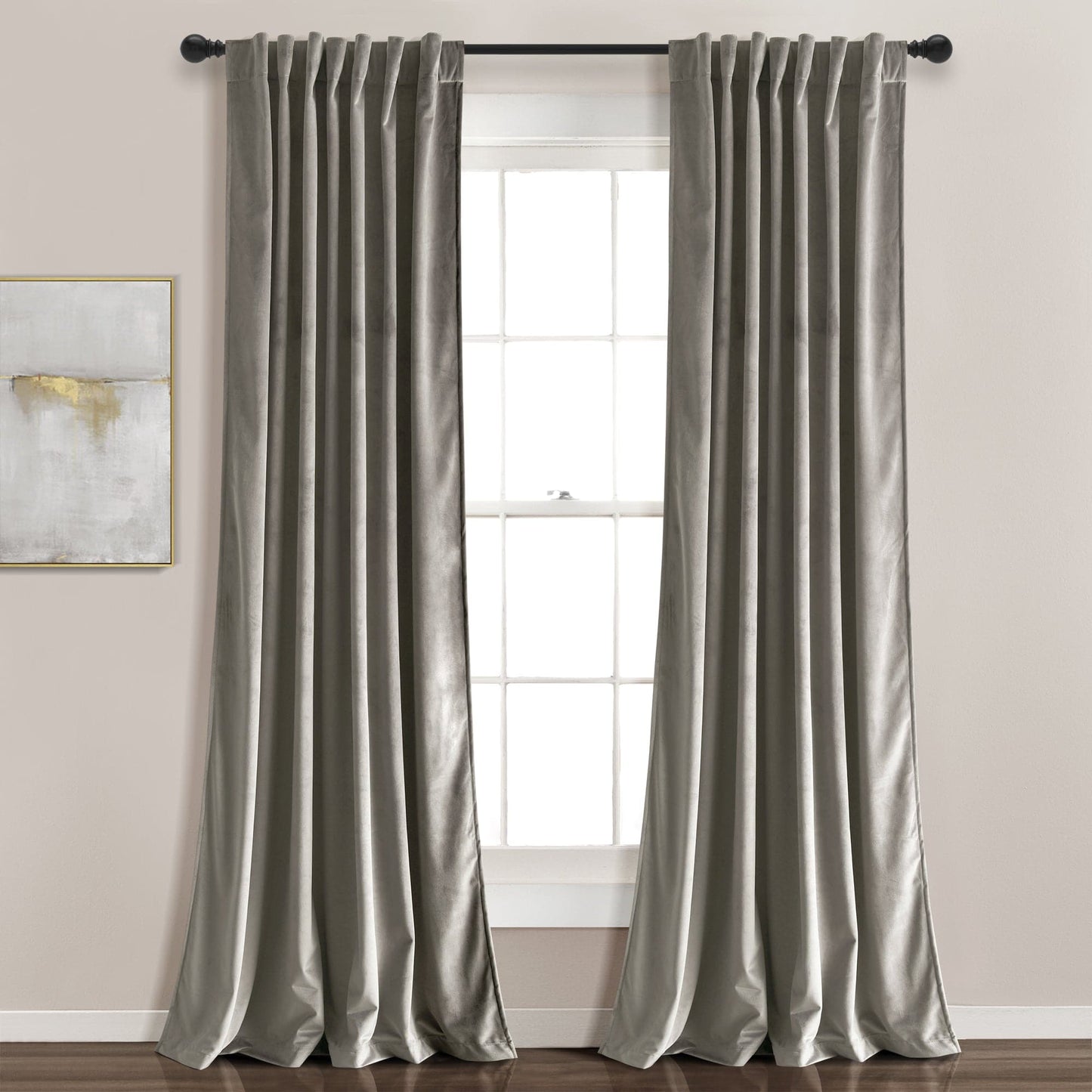 Prima Velvet Solid Back Tab Rod Pocket Lichtfilterndes Fenster Vorhangpaneel Set