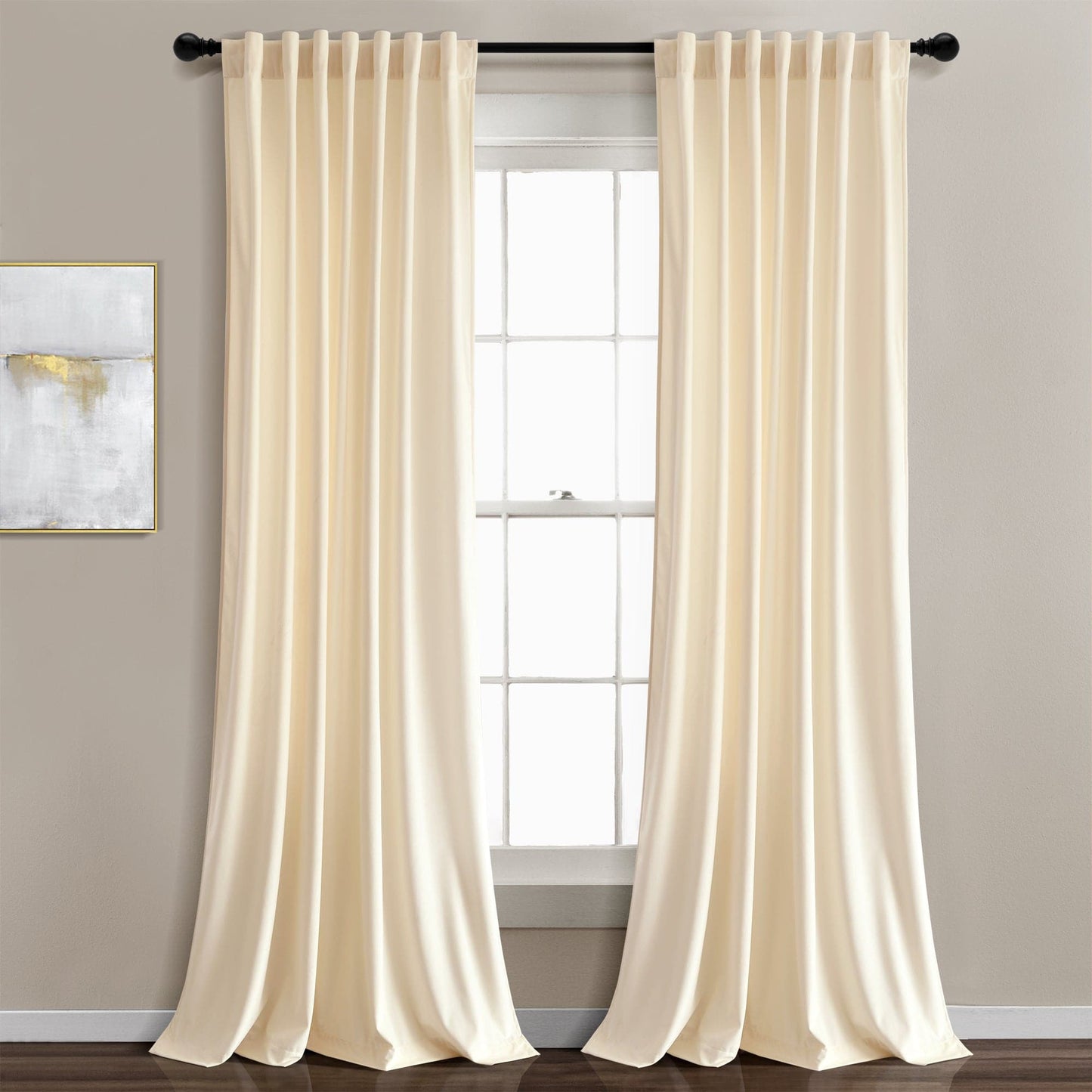 Prima Velvet Solid Back Tab Rod Pocket Lichtfilterndes Fenster Vorhangpaneel Set