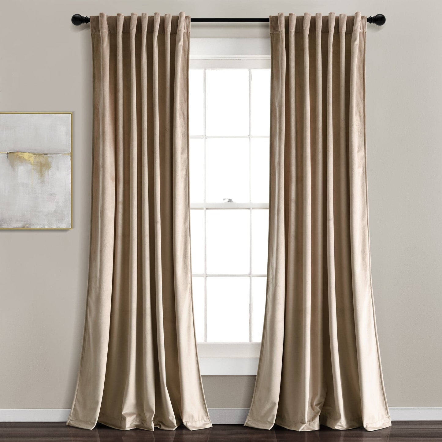 Prima Velvet Solid Back Tab Rod Pocket Lichtfilterndes Fenster Vorhangpaneel Set