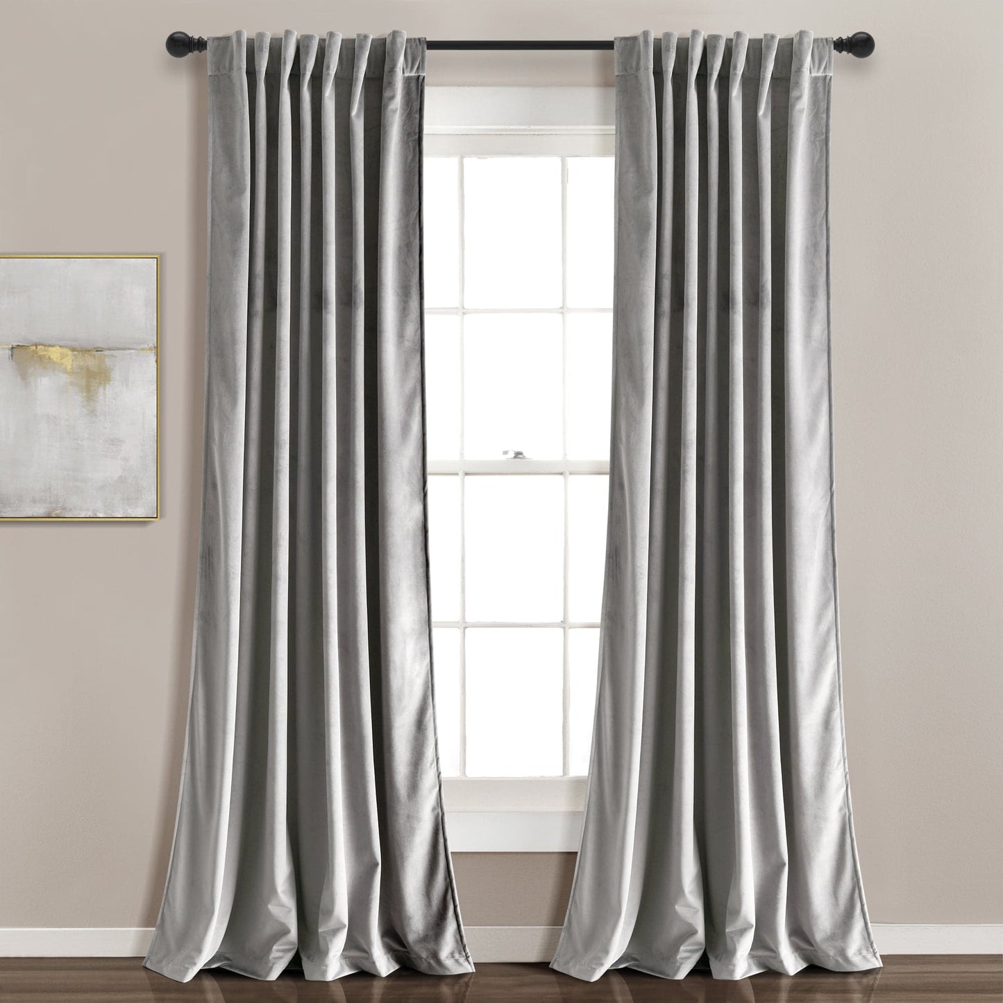 Prima Velvet Solid Back Tab Rod Pocket Lichtfilterndes Fenster Vorhangpaneel Set