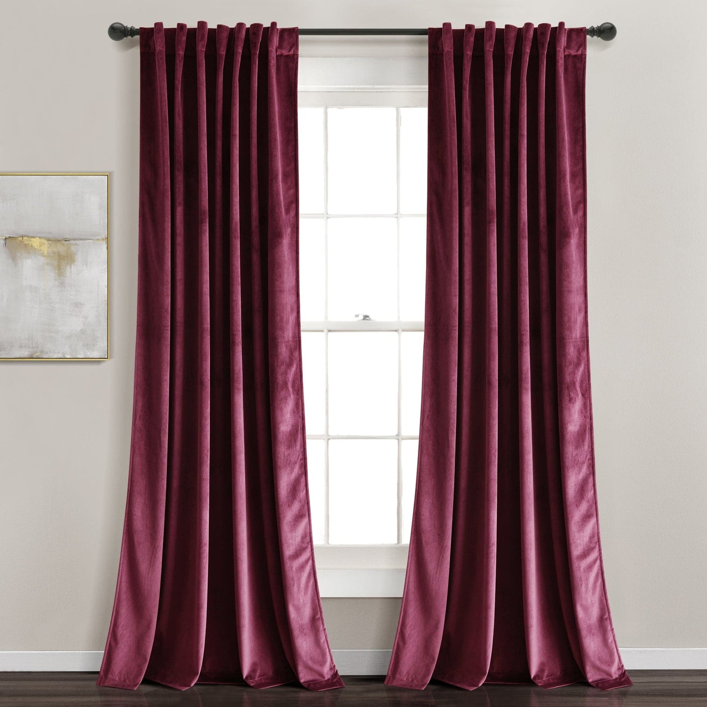 Prima Velvet Solid Back Tab Rod Pocket Lichtfilterndes Fenster Vorhangpaneel Set