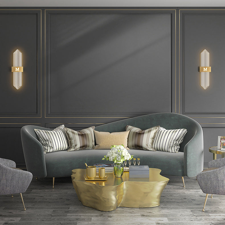 Moderne Luxus Eisen Acrylic Elliptische Streifen Spitz LED Wandleuchte für das Wohnzimmer