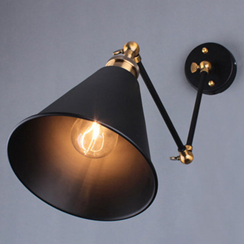 Schwarzer Regenschirm-Schatten faltbare Wandlampe Retro-Stil Einzelne-Glühbirne Restaurant Wandbeleuchtungseinrichtung