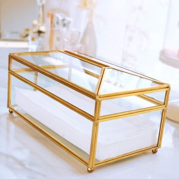 Elegance Nordic Gold Lining Glas Taschentuchbox
