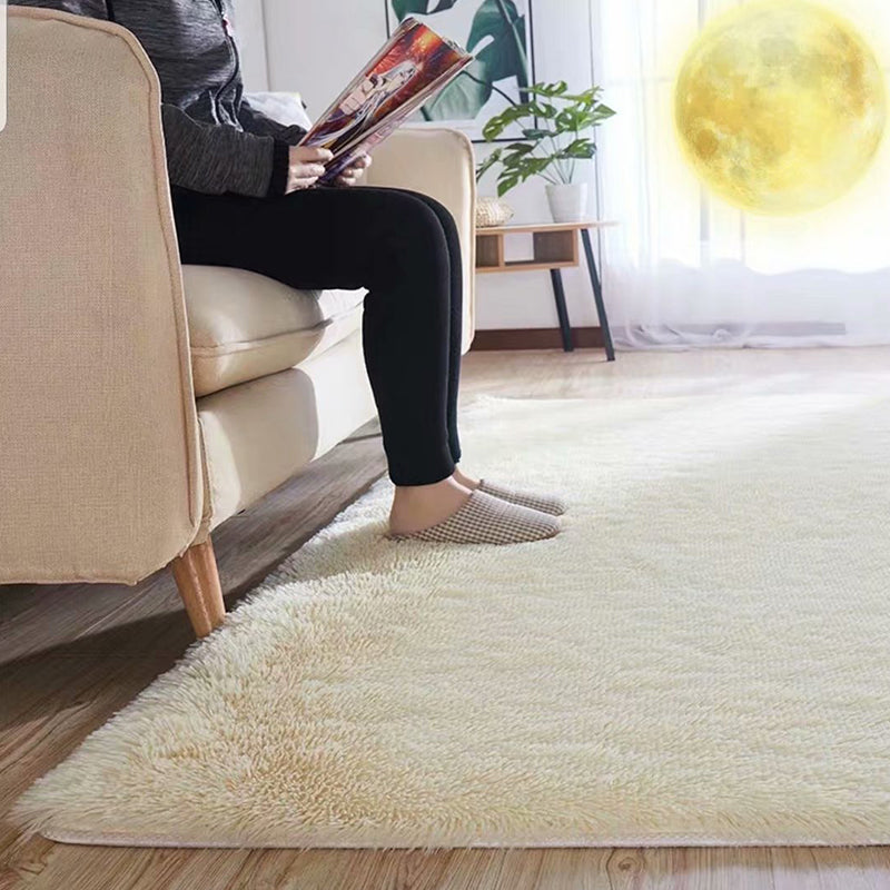 Fluffy Plain Rug Mehrfarbiger Lässiger Teppich Synthetik Waschbar Haustierfreundlich Rutschfester Teppich für das Wohnzimmer