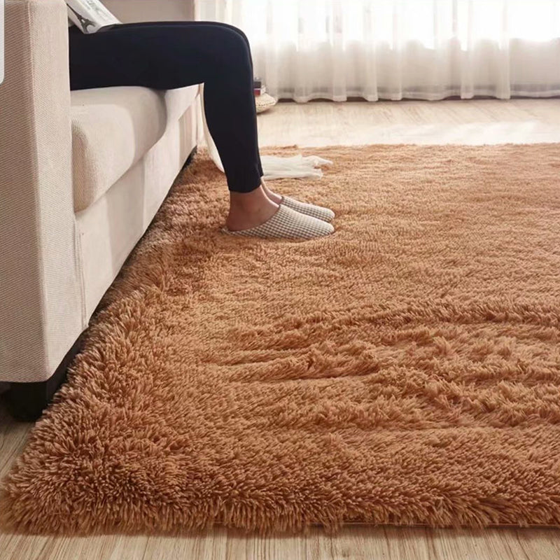 Fluffy Plain Rug Mehrfarbiger Lässiger Teppich Synthetik Waschbar Haustierfreundlich Rutschfester Teppich für das Wohnzimmer