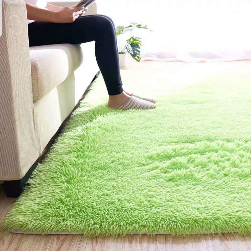 Fluffy Plain Rug Mehrfarbiger Lässiger Teppich Synthetik Waschbar Haustierfreundlich Rutschfester Teppich für das Wohnzimmer
