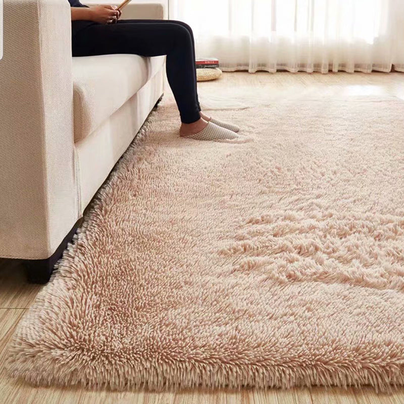 Fluffy Plain Rug Mehrfarbiger Lässiger Teppich Synthetik Waschbar Haustierfreundlich Rutschfester Teppich für das Wohnzimmer