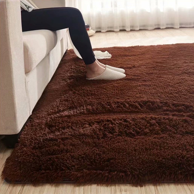 Fluffy Plain Rug Mehrfarbiger Lässiger Teppich Synthetik Waschbar Haustierfreundlich Rutschfester Teppich für das Wohnzimmer