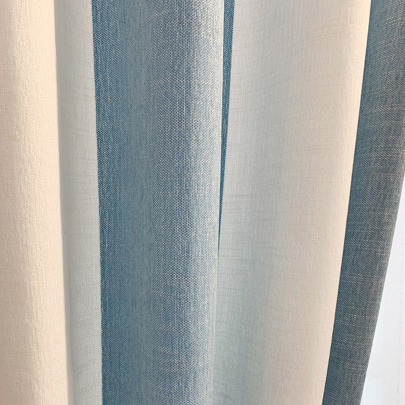 Schlichter, leichter, luxuriöser Chenille-Vorhang aus Wolkengarn für Kinderzimmer, blau-weiß gestreift