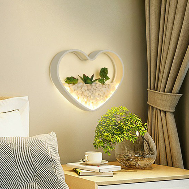 Metall Halo LED Wandleuchte Art Deco Wandmontierte Leuchte mit Pflasterstein und Imitationspflanze