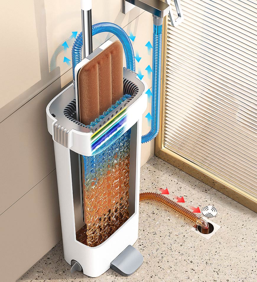 Flachwischer Hands-Free mit Wassereimer Z60