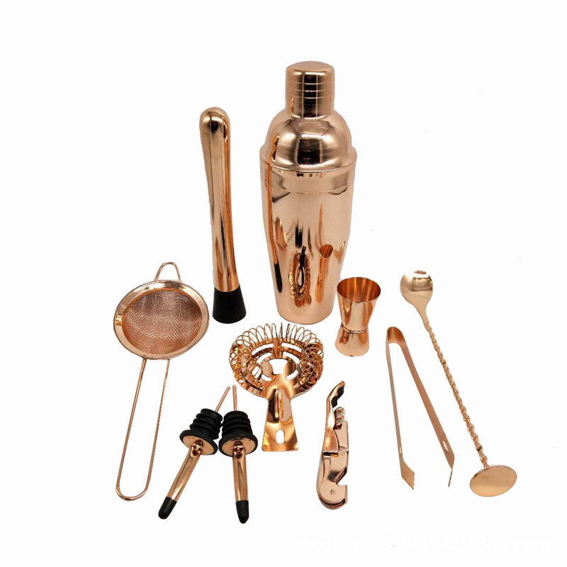 Edelstahl-Cocktailshaker mit Holzständer für Home Bar Party
