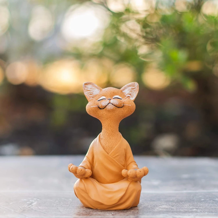 Buddha-Katzen-Statue | Setzen Sie sich alleine hin und meditieren Sie, während Sie zusammen mit der Statue Ihrer Katze sitzen
