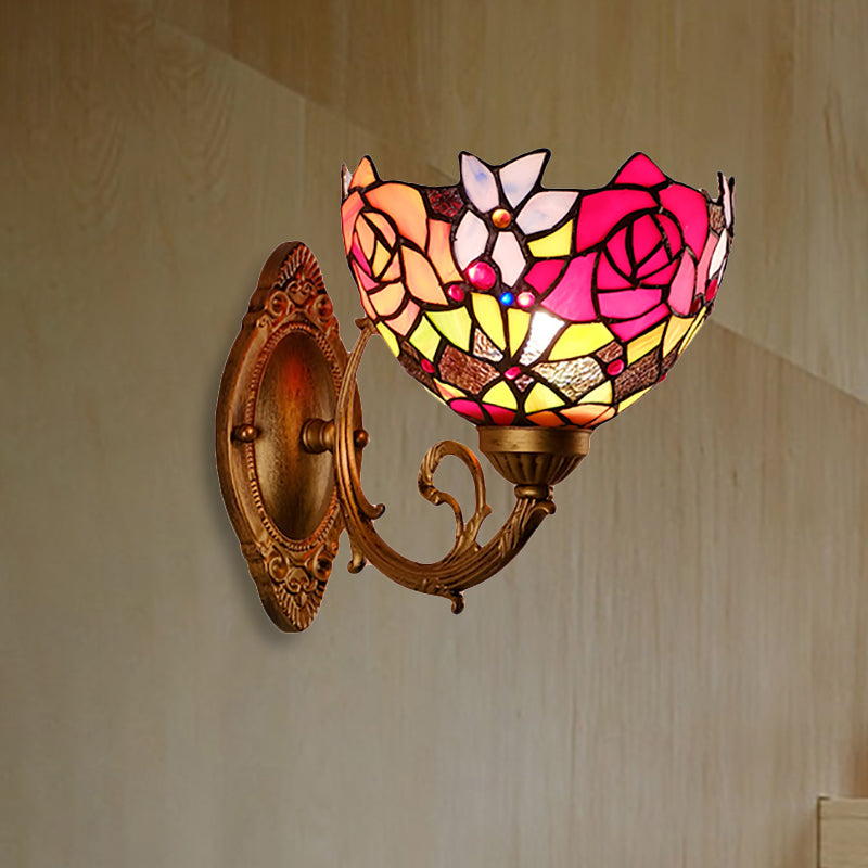 Lodge Flower Wandlampe mit gebogenem Arm 1 Licht Mini Wandbeleuchtung für das Wohnzimmer
