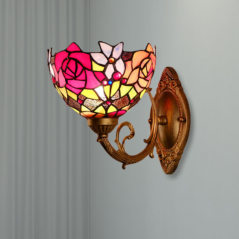 Lodge Flower Wandlampe mit gebogenem Arm 1 Licht Mini Wandbeleuchtung für das Wohnzimmer