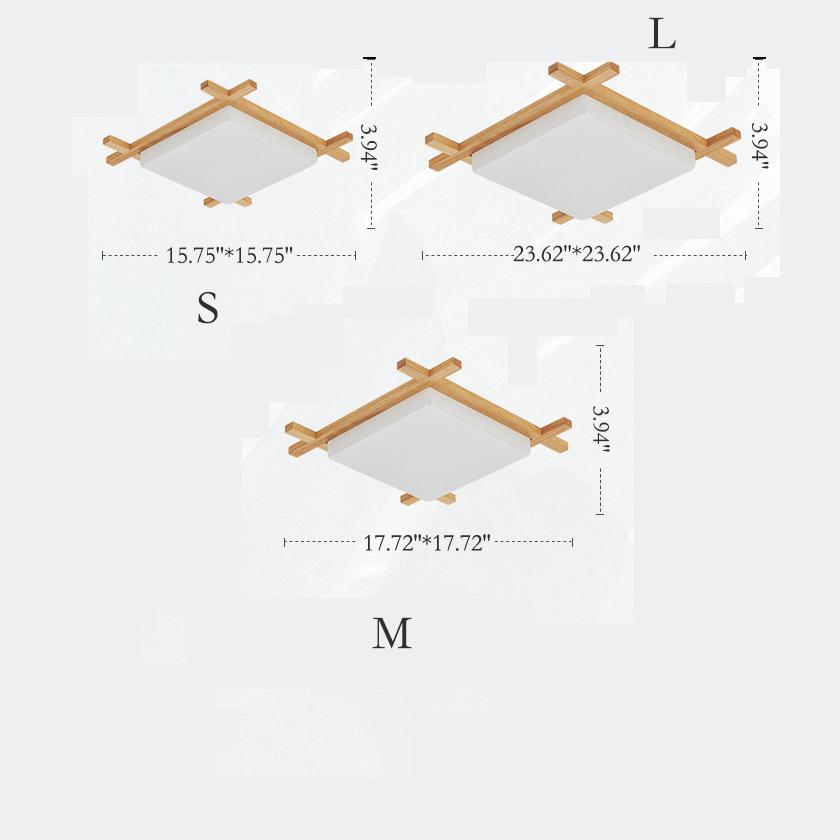 Massive Holz Quadrat Japanische Tatami LED Deckenleuchte