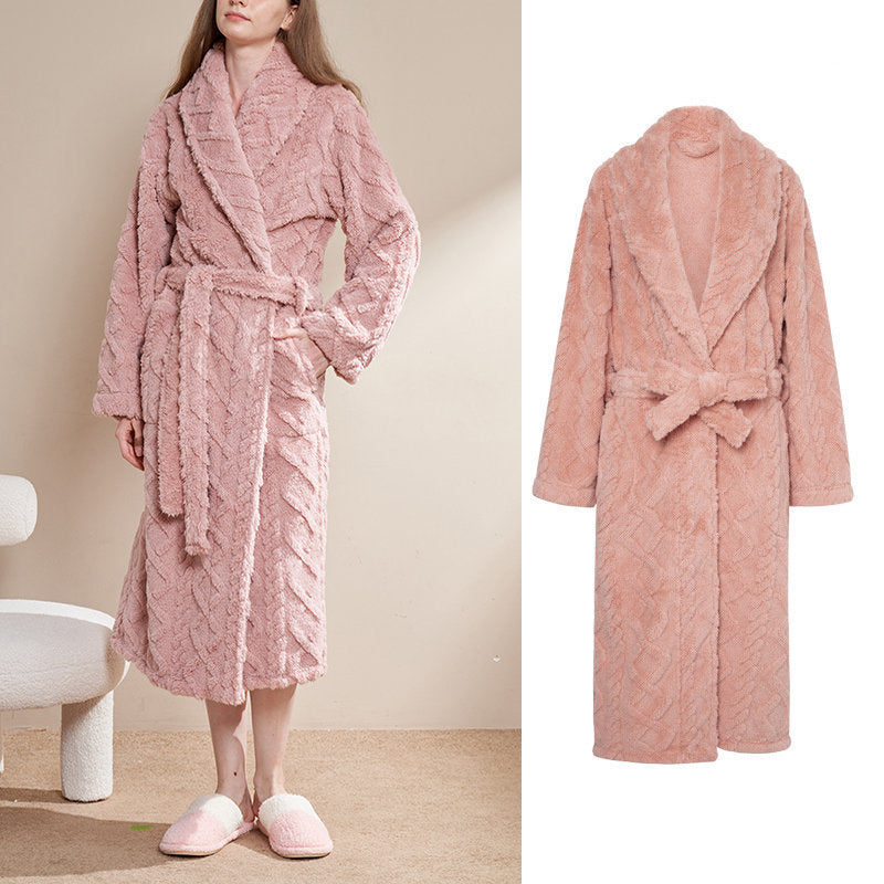 Luxuriöser Damenfleece-Bademantel mit Taschen