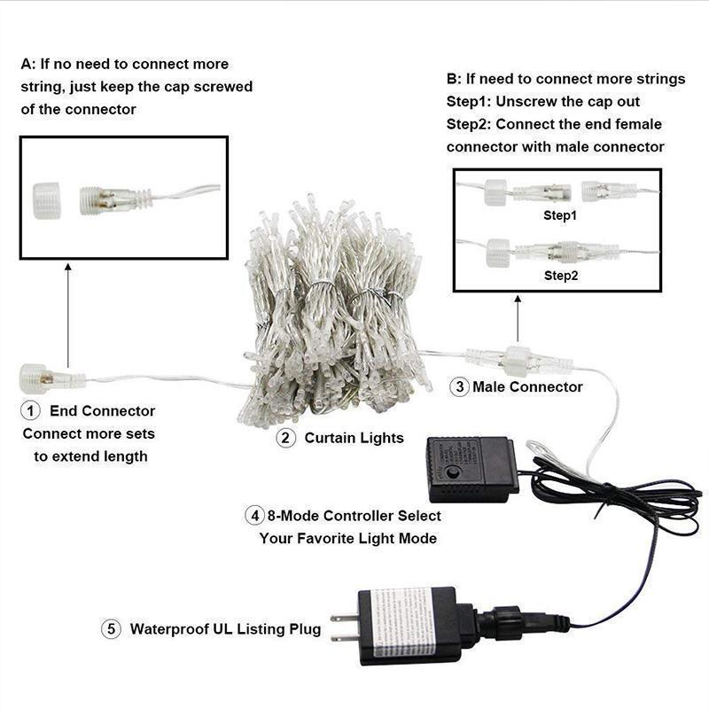 Twinkle Star 300 LED Fenster Vorhang Lichterkette