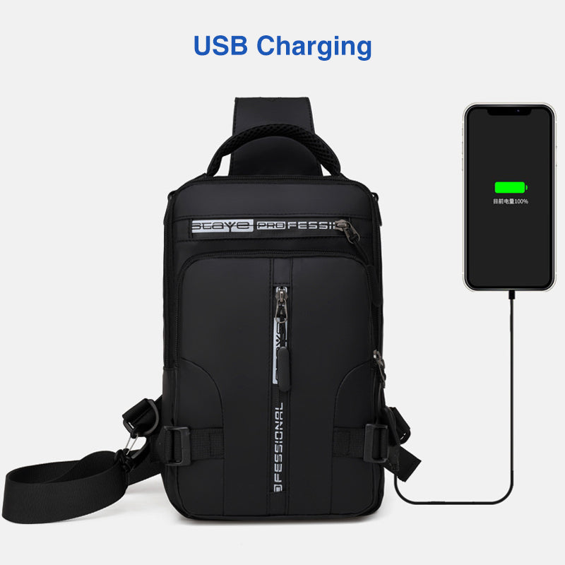 Vielseitig einsetzbare Brusttasche mit Ladeanschluss