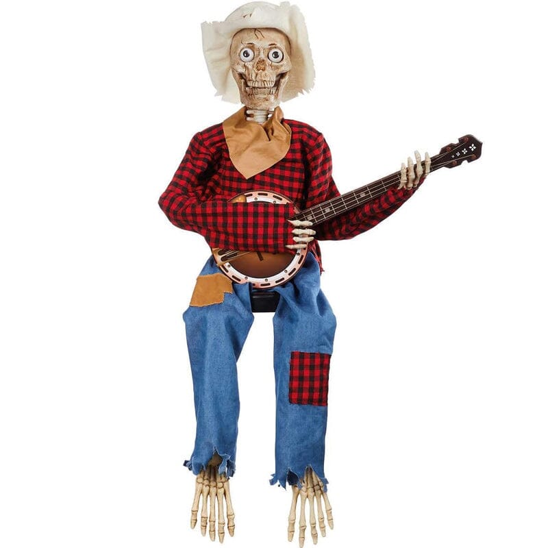 Lustiges animiertes duellierendes Banjo-Skelett