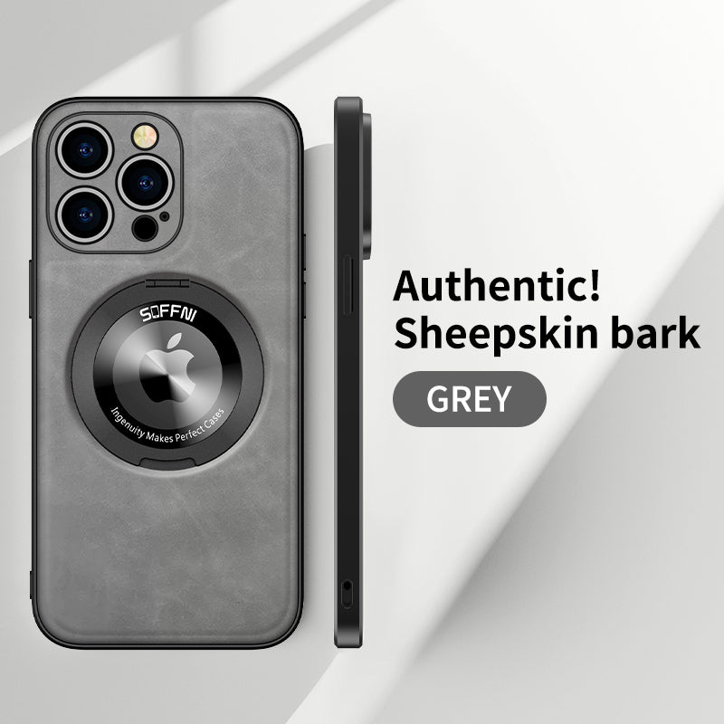 Magsafe-Halter aus Schaffellleder mit drehbarer Halterung für das iPhone