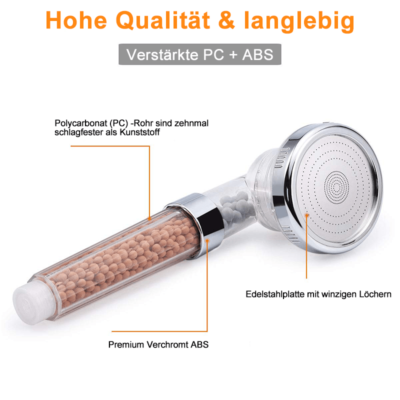 Premium Duschkopf Handbrause mit Ionenfilter wassersparend mit verstellbarem Wasserdruck