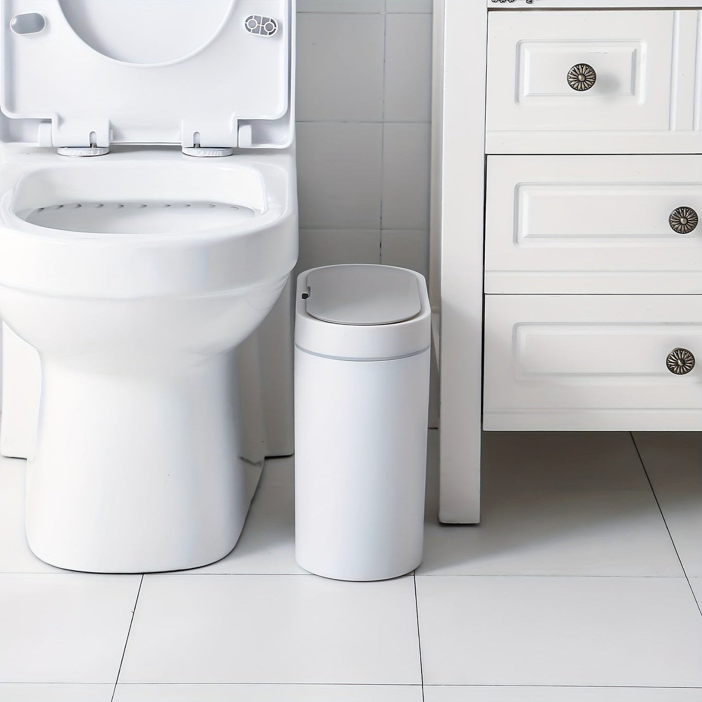 2,5 Gallonen schlanker automatischer Badezimmer-Mülleimer – wasserdichter Bewegungssensor, 9,5 l Fassungsvermögen, schmales Design für Schlafzimmer, Büro und kleine Räume