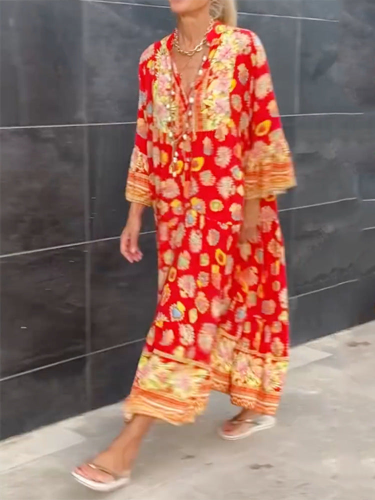 HippieChic Orange Boho Maxikleid Sommer