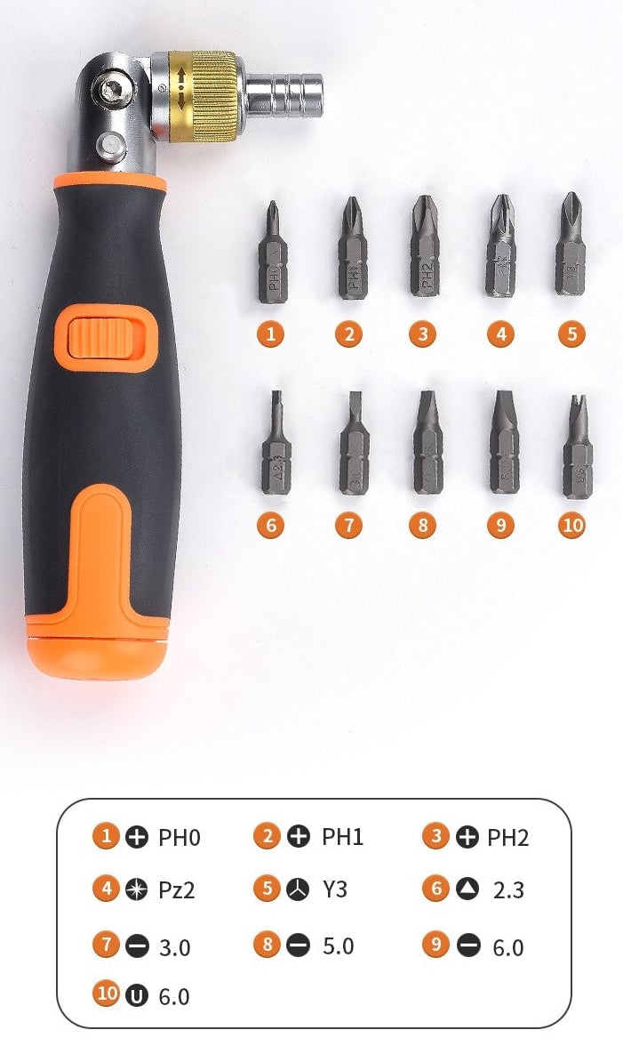 Dyndrive 10-in-1 Multi-Winkel Ratschen-Schraubendreher
