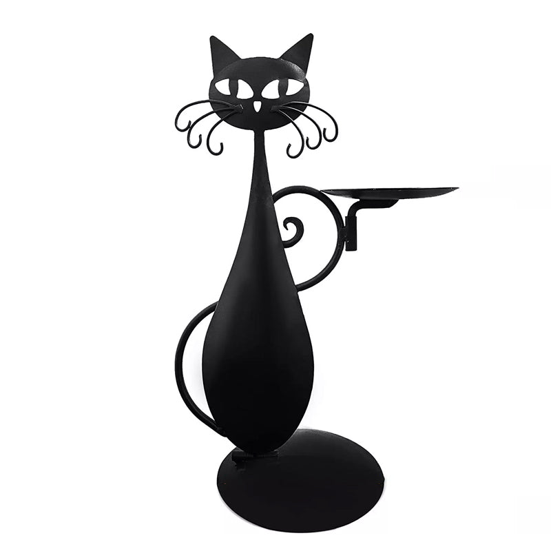 Schwarzer Katzenkerzenhalter