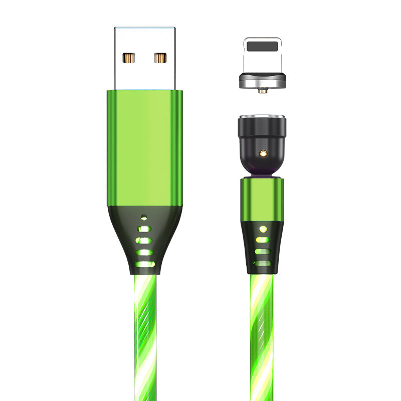 540 Rotate Luminous Magnetkabel 3A Schnellladekabel für Mobiltelefone für LED Micro USB Typ C für I-Telefonkabel