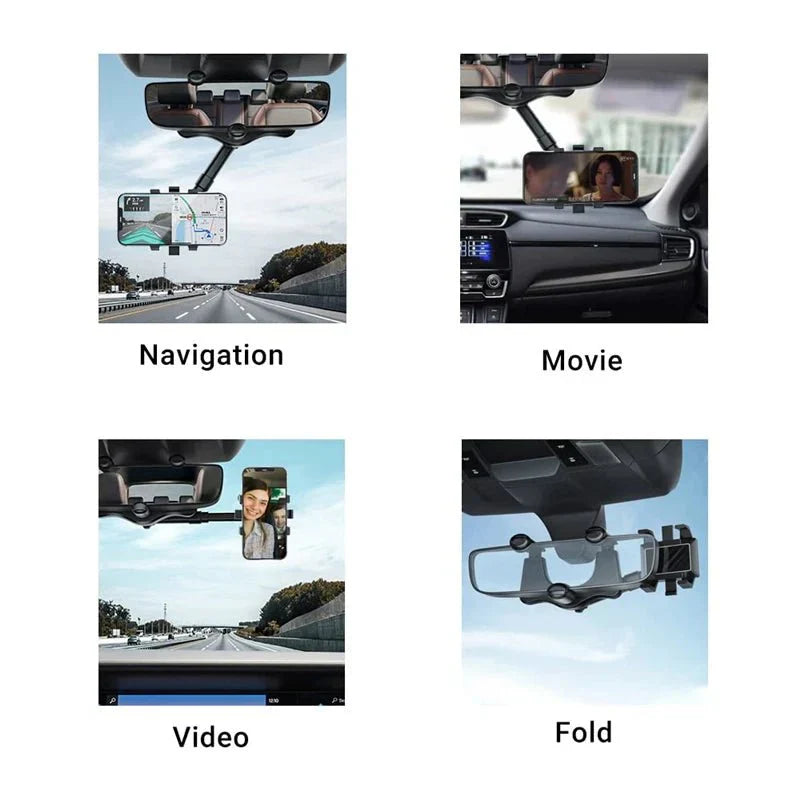 360° Rückspiegel Handyhalter - Verstellbarer Auto Halterungsstand