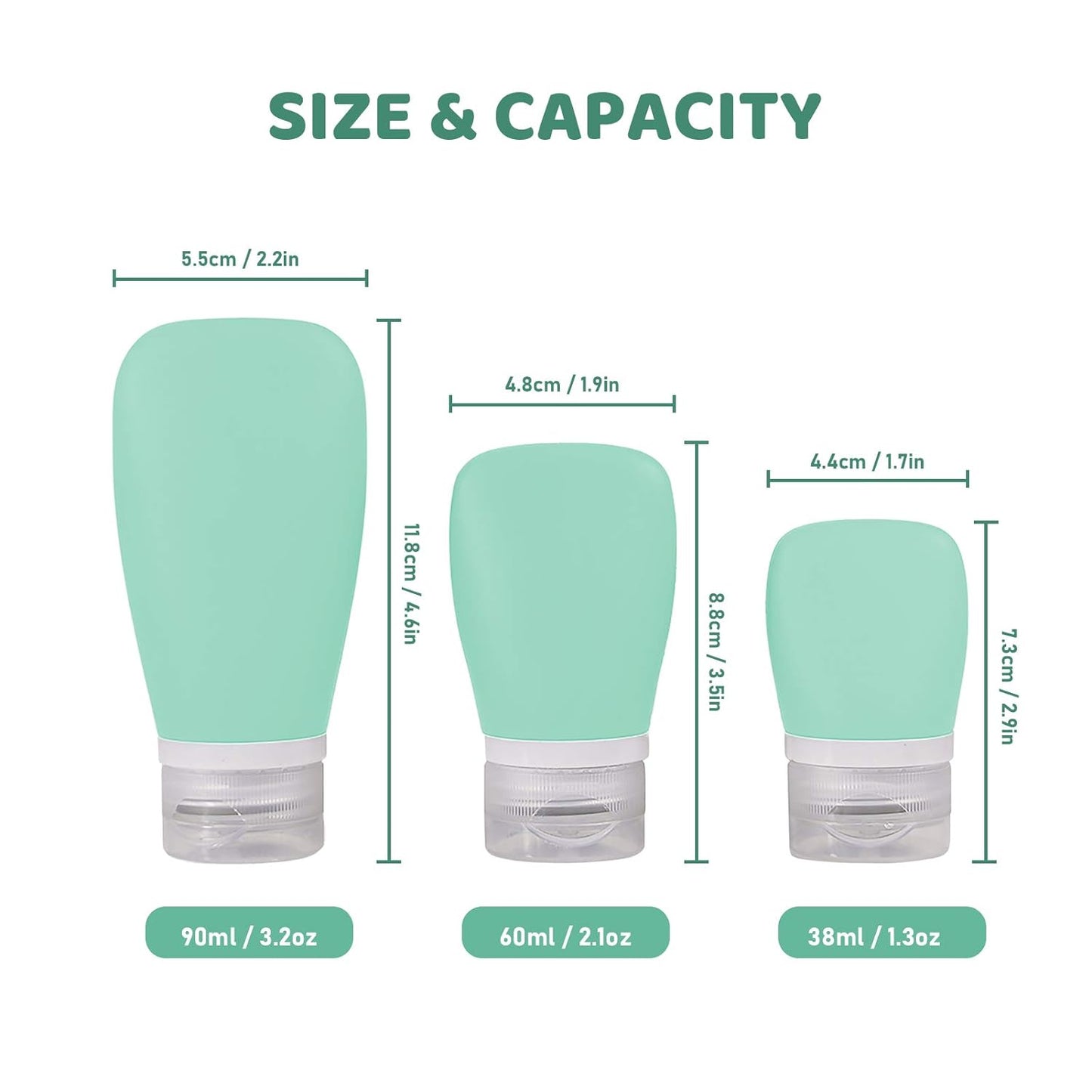Bottlexi Reise Silikon Flaschen Set – 2er-Pack für Shampoo, Duschgel & Kosmetik