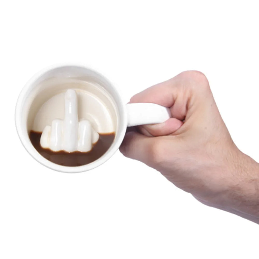Sandsberg Mittelfinger Keramikbecher | Lustige Geschenkidee | Hochwertige Tasse | Büro & Zuhause