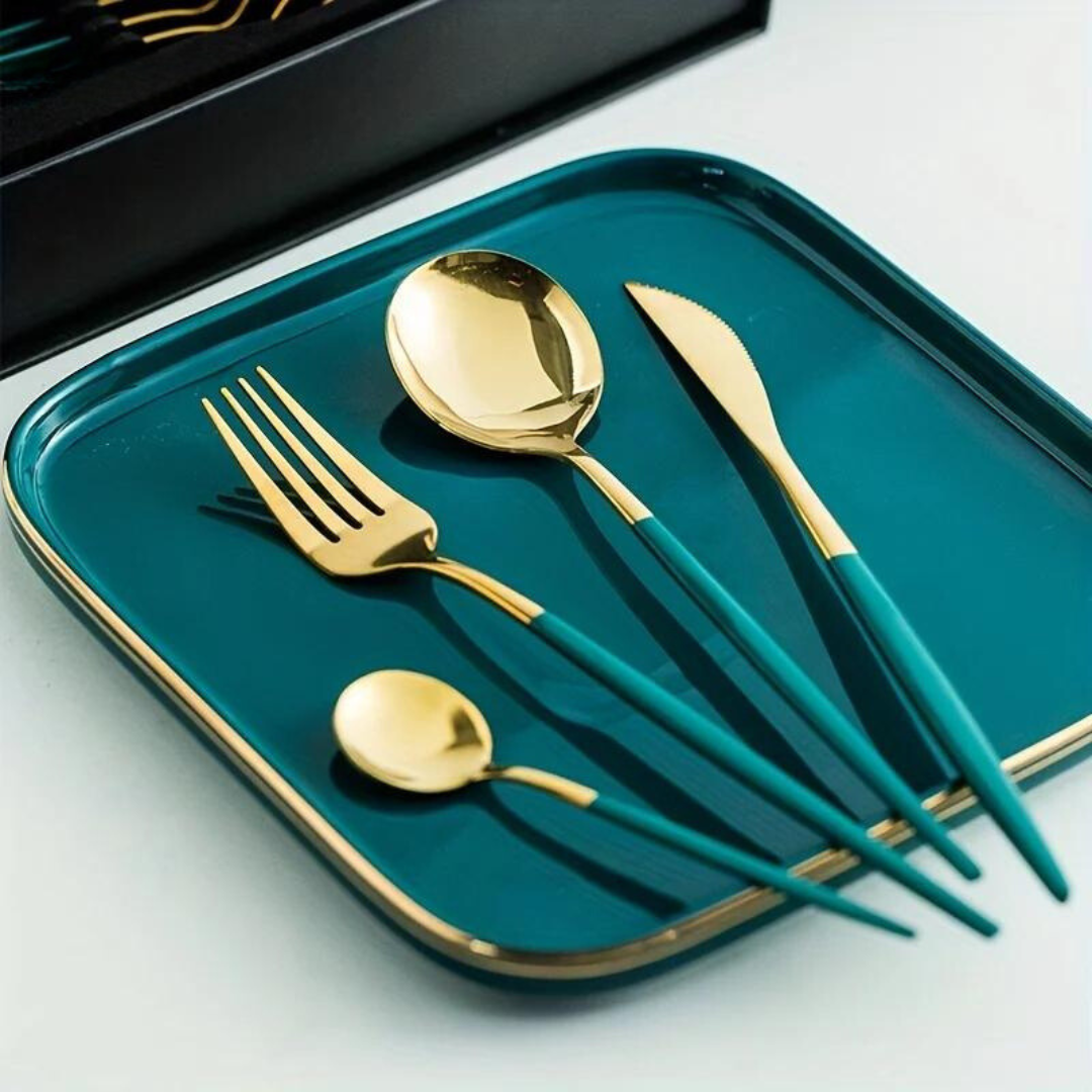 Gold Besteckset Luxus – 24-teilig für stilvolles Dinnererlebnis