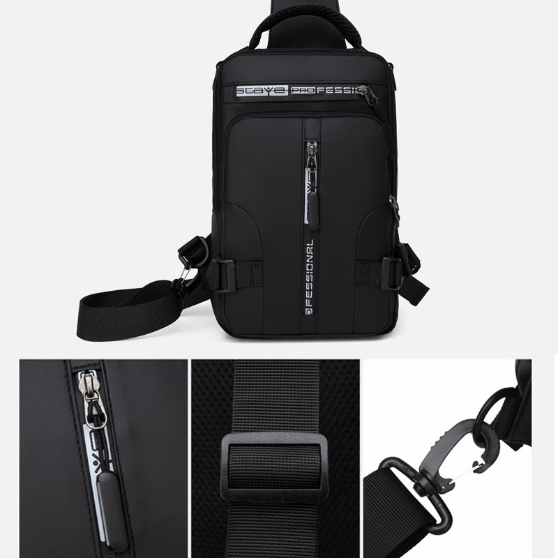 Vielseitig einsetzbare Brusttasche mit Ladeanschluss