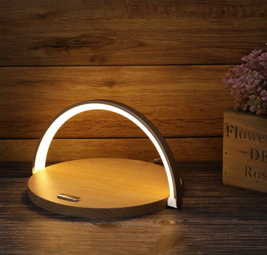 Bowlight Design™ - Stilvolle 3-in-1 Nachttischlampe mit Qi-Ladegerät