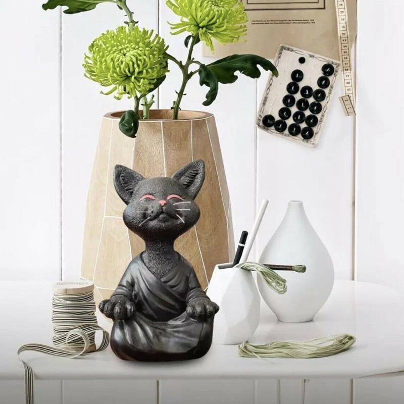 Buddha-Katzenstatue | Entspannen Sie sich und meditieren Sie gemeinsam mit dieser Katzenstatue