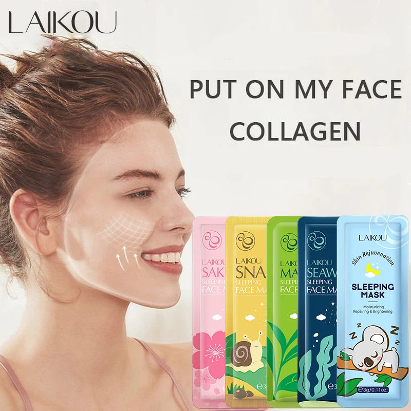 LAIKOU Sakura Algen Centella Schnecken Kollagen Schlafmaske Einzelverpackung Nährend Hautpflege Hautbarriere Gesichtsmaske
