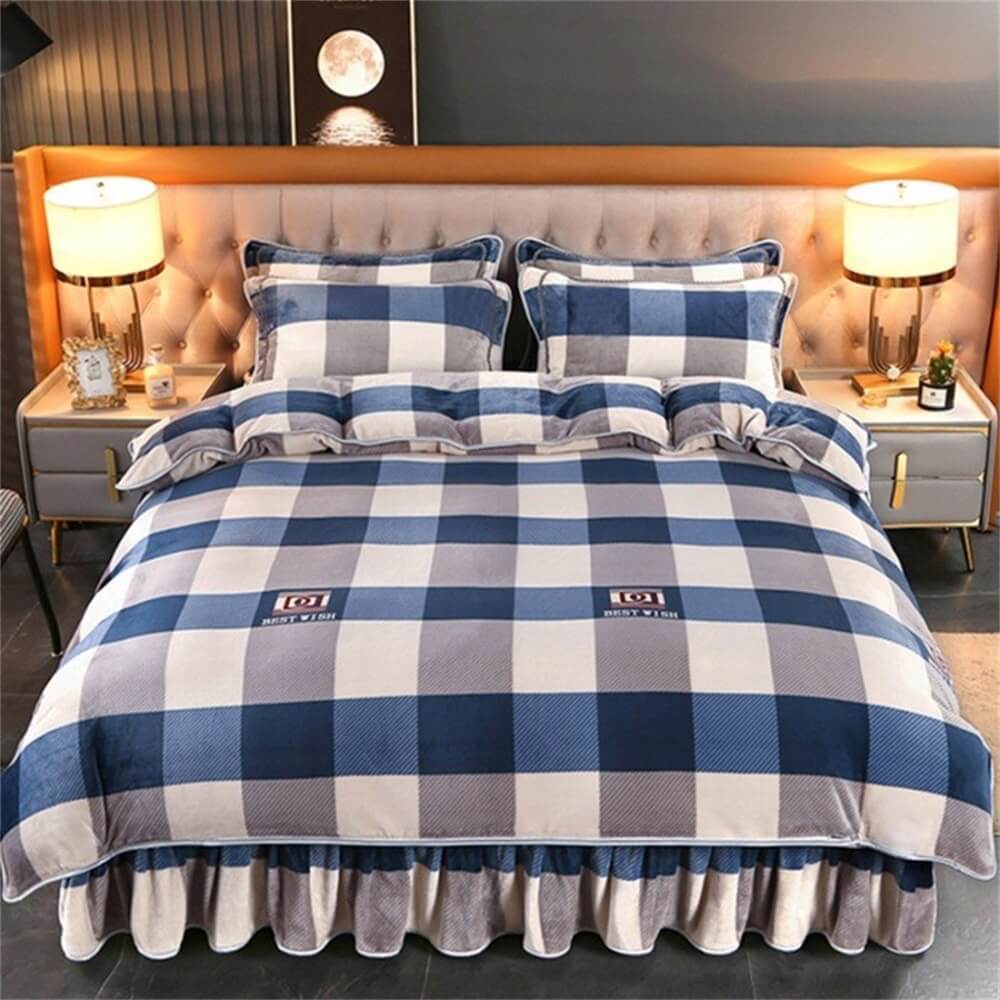 Leicht Luxus Verdickte Milch Fleece Warm Bettlaken Set