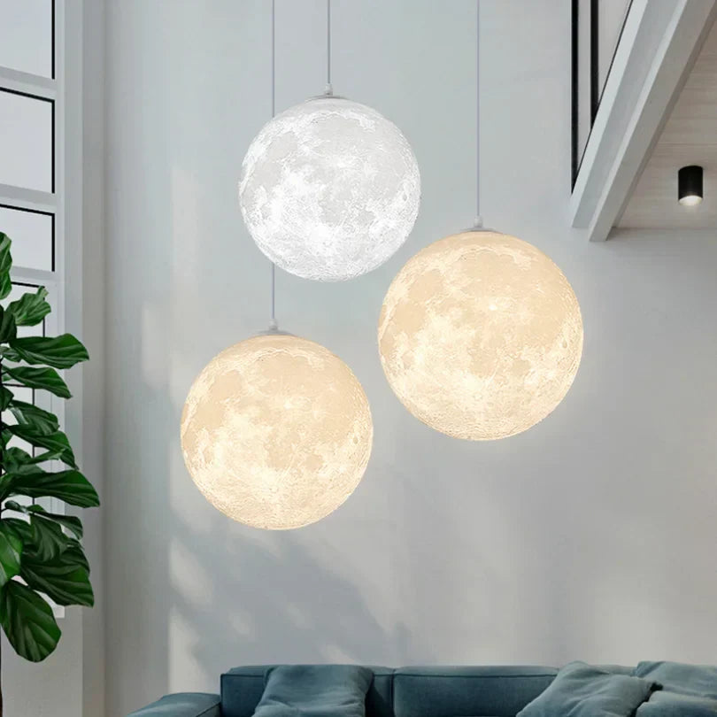 Lunar LED Pendelleuchte - Mond Design Hängelampe für Wohnzimmer & Schlafzimmer