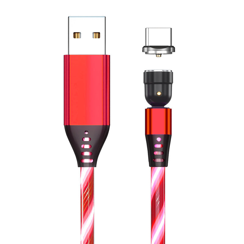540 Rotate Luminous Magnetkabel 3A Schnellladekabel für Mobiltelefone für LED Micro USB Typ C für I-Telefonkabel