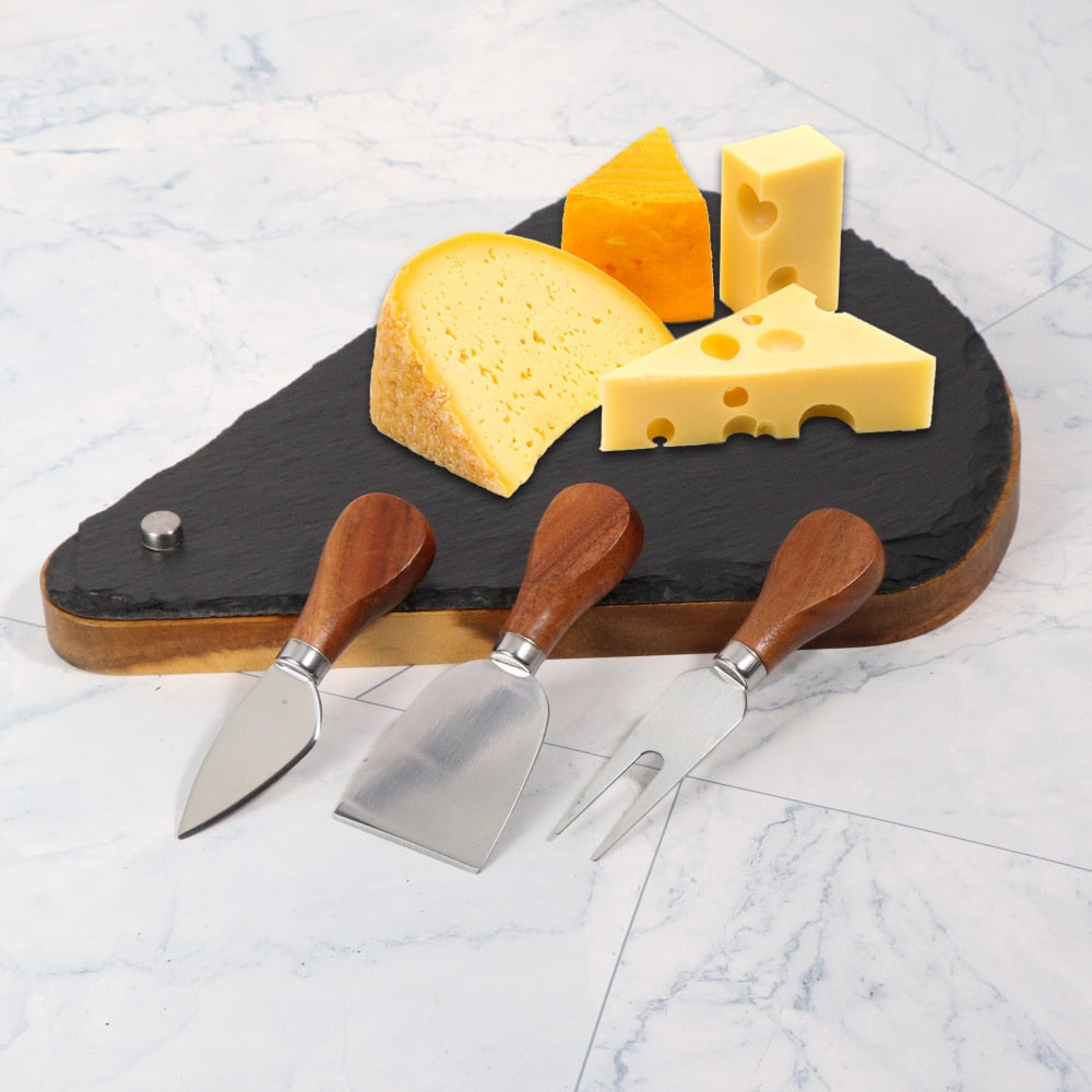 3-teiliges Käsemesser- und Brettset Schiefer Käse Servierbretter