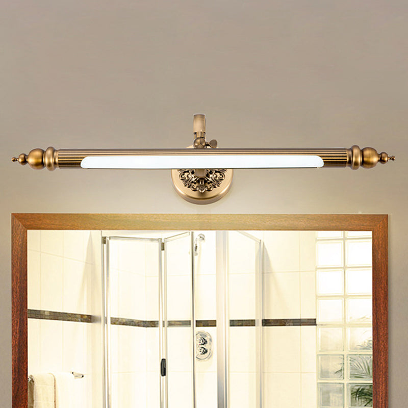Messing-Finish Rohrwandleuchte Modern 20"/24" Breit LED Metall Spiegelbeleuchtung in Warm/Weiß Licht über Spiegel