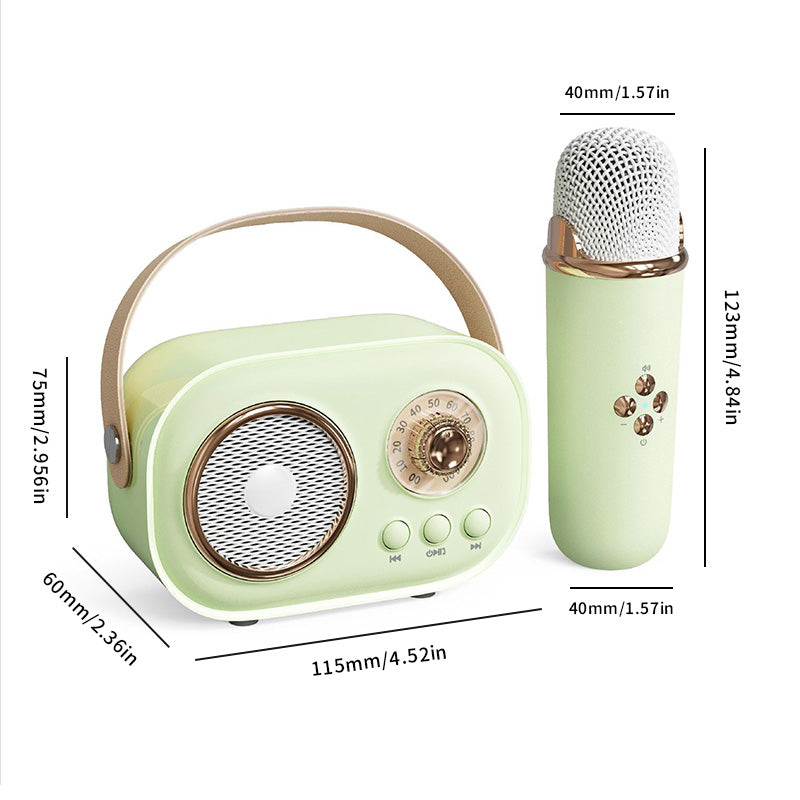 Mini Karaoke Maschine & Bluetooth Lautsprecher Mit Kabellosem Mikrofon