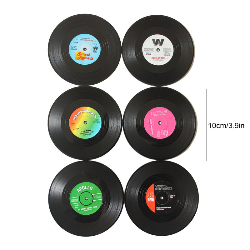 Vinyl-Schallplatten-Untersetzer mit retro Schallplattenspieler-Halter