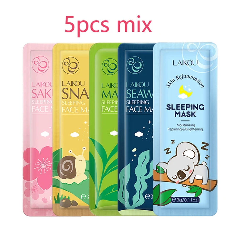 LAIKOU Sakura Algen Centella Schnecken Kollagen Schlafmaske Einzelverpackung Nährend Hautpflege Hautbarriere Gesichtsmaske